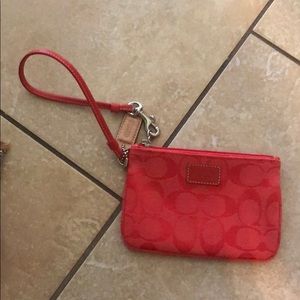 Coral Authentic Coach wristlet